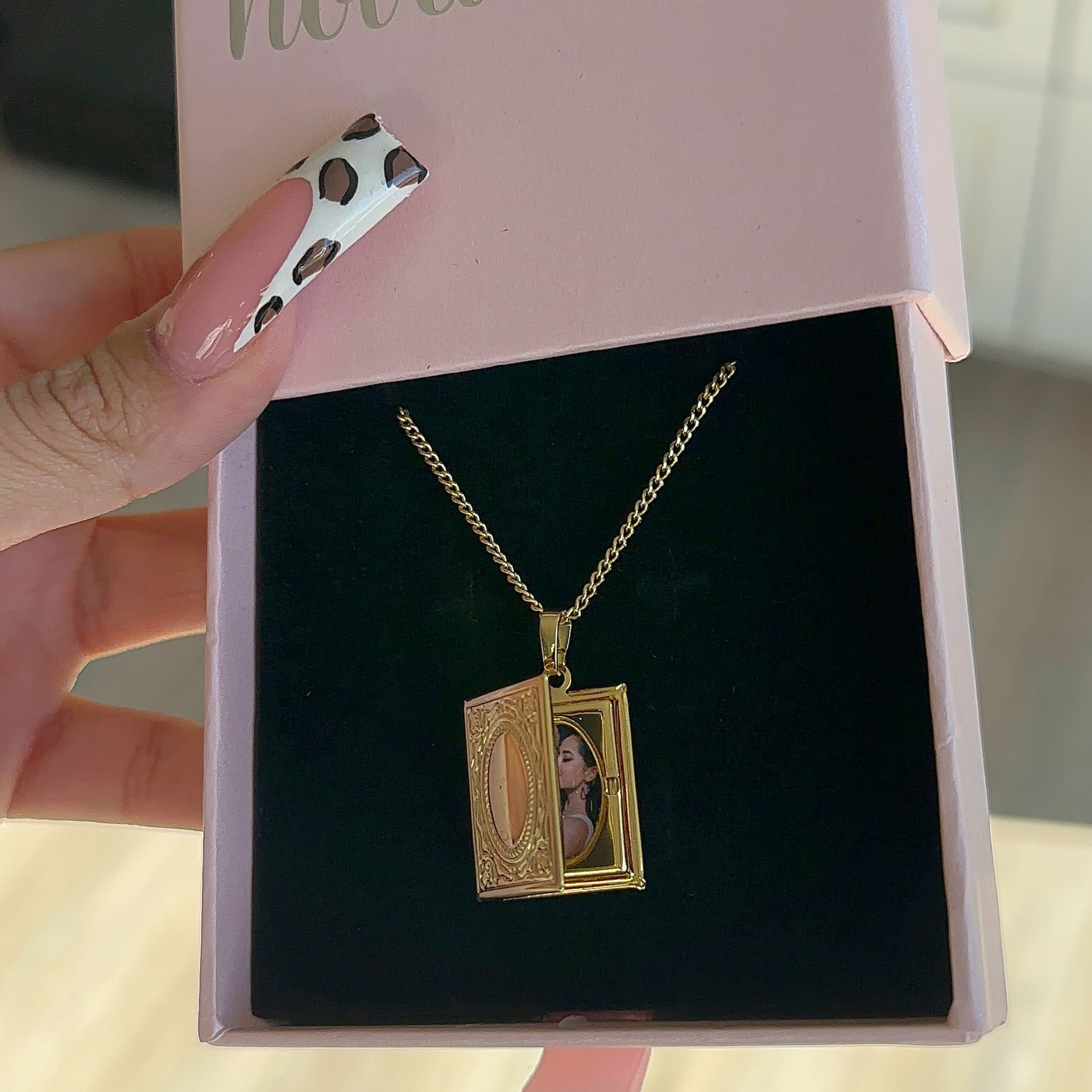 Photo locket book necklace