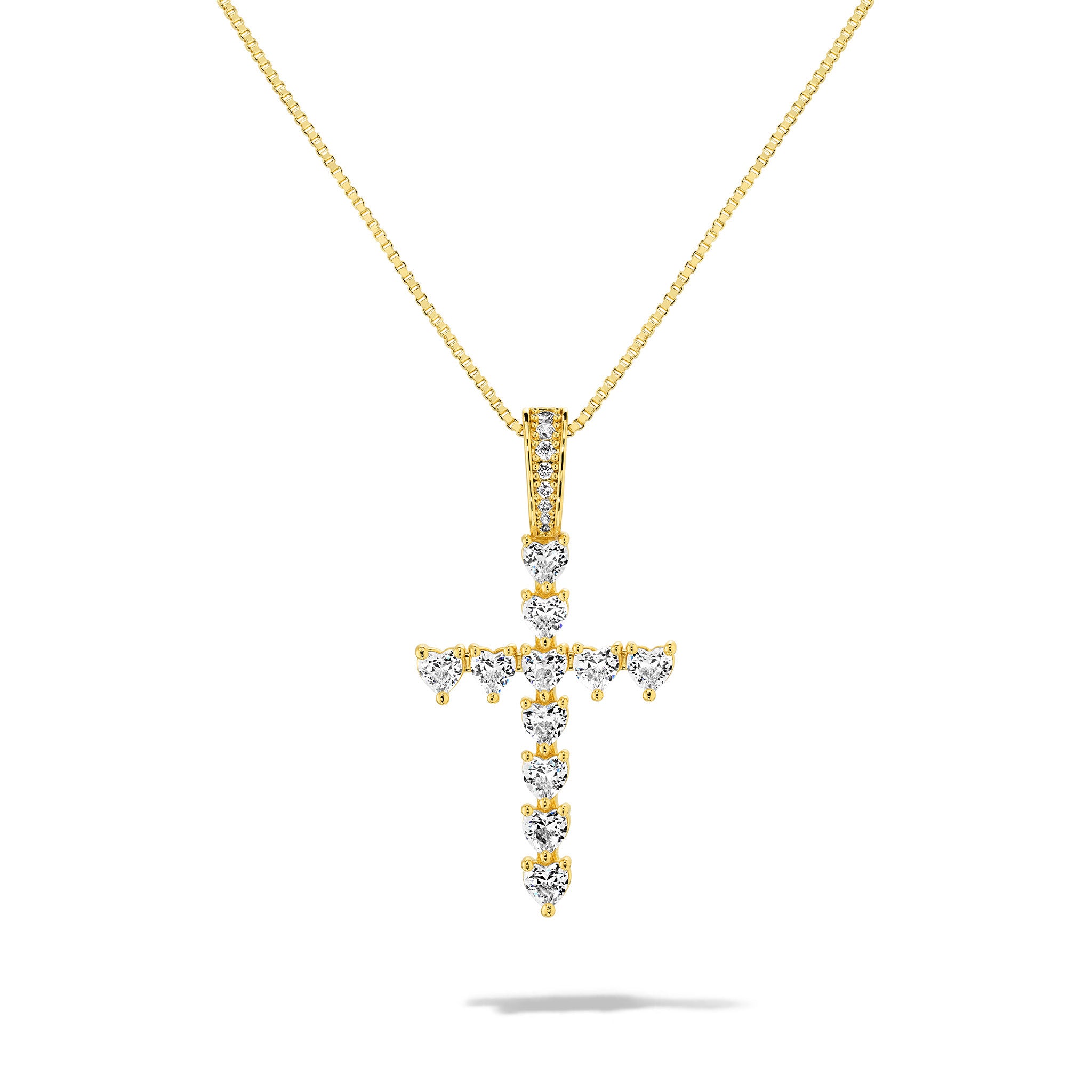 Radiant heart cross necklace