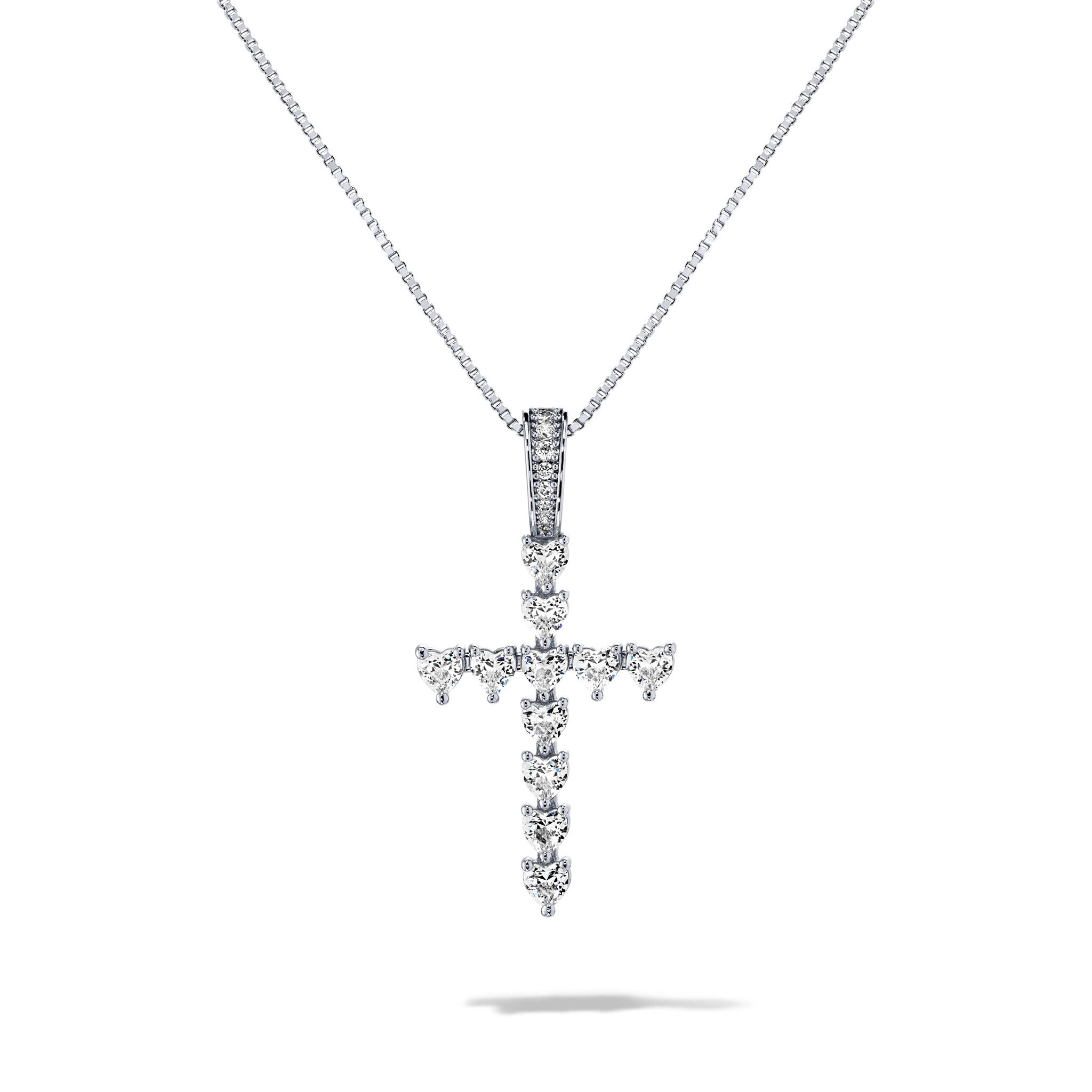 Radiant heart cross necklace