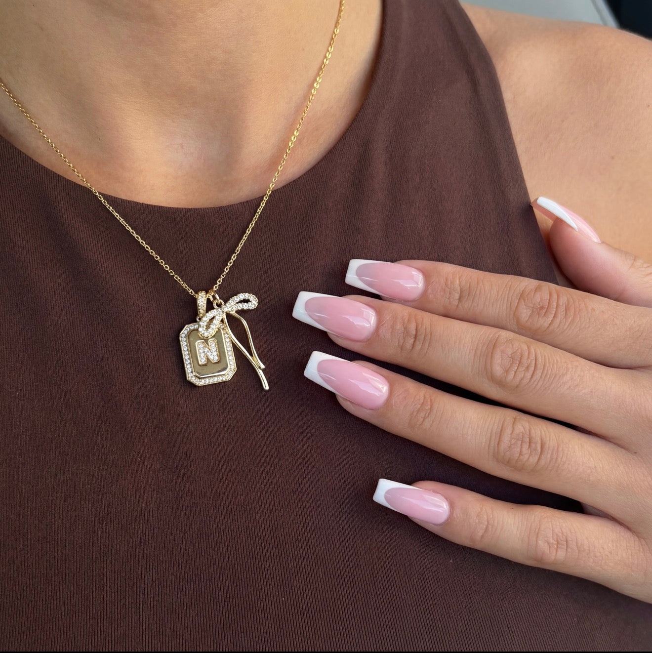 Bow And Initial Necklace