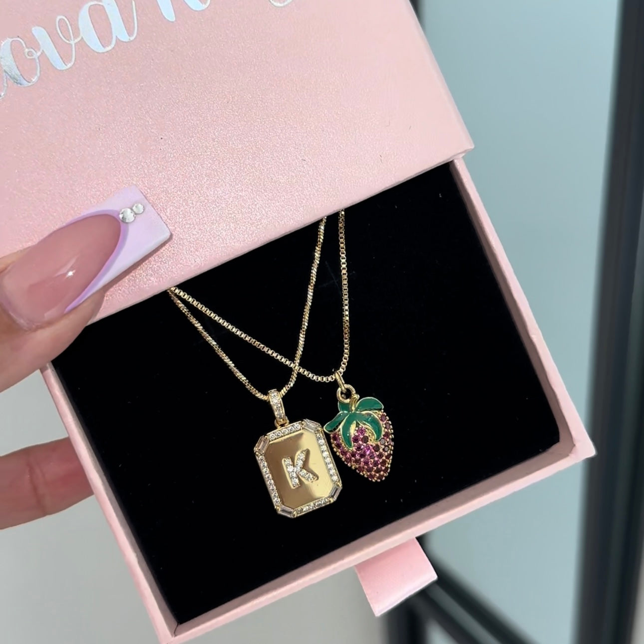 Initial and butterfly necklace set