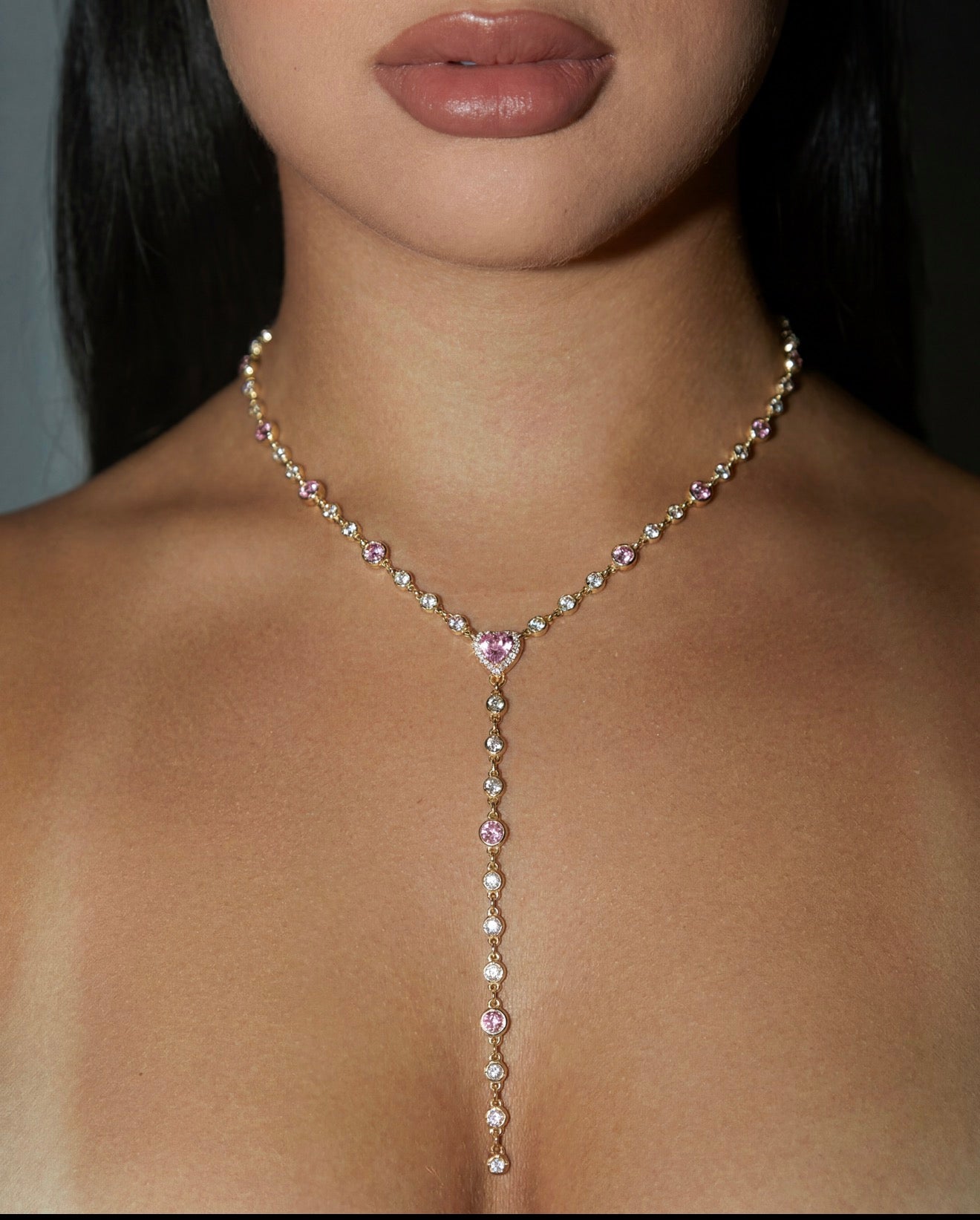 Heart Drop Lariat Necklace