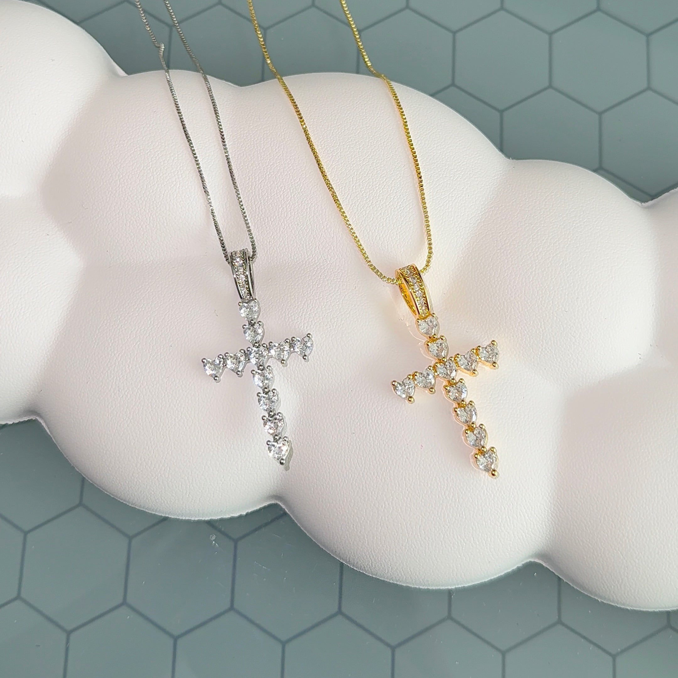 Radiant heart cross necklace