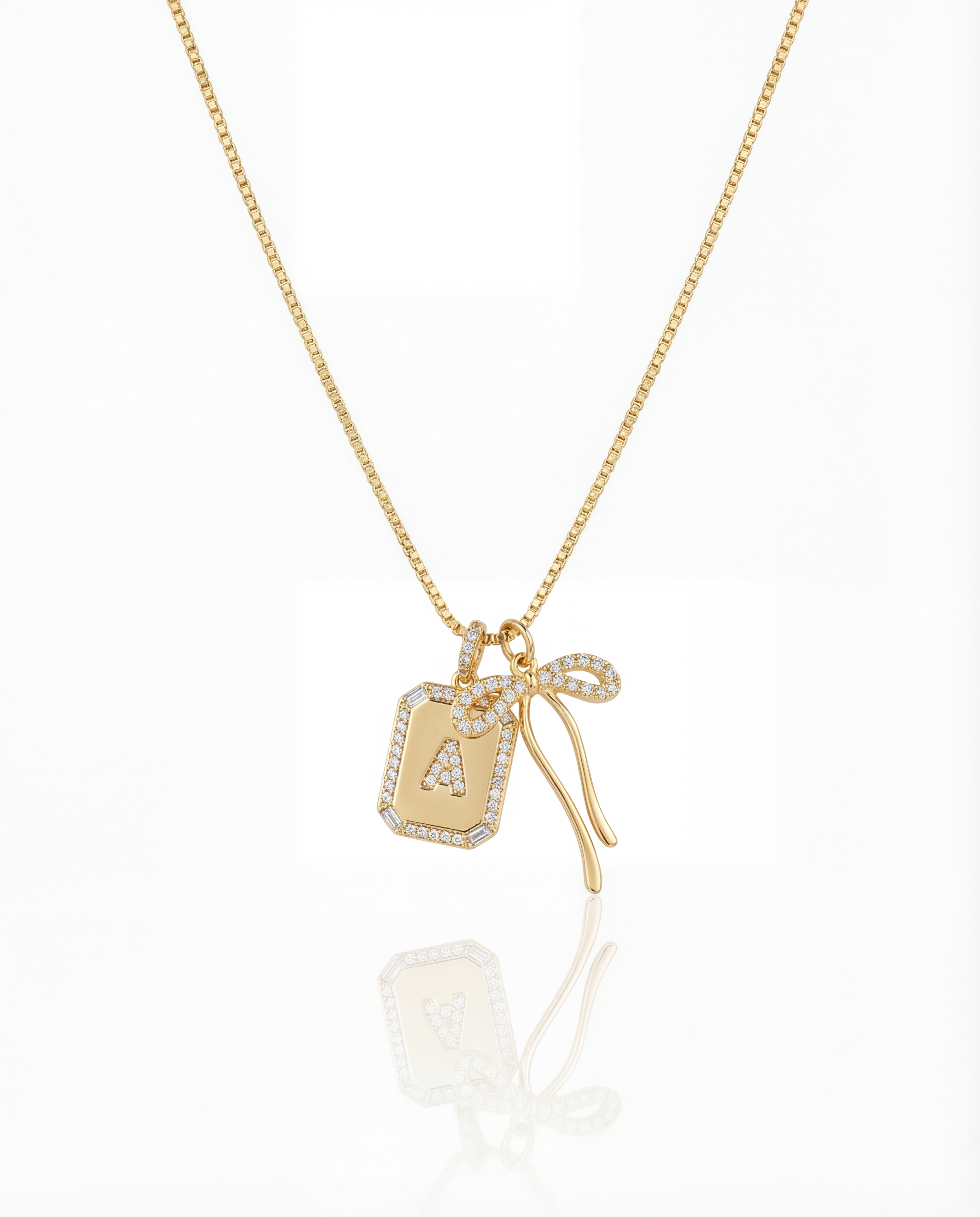 Bow And Initial Necklace