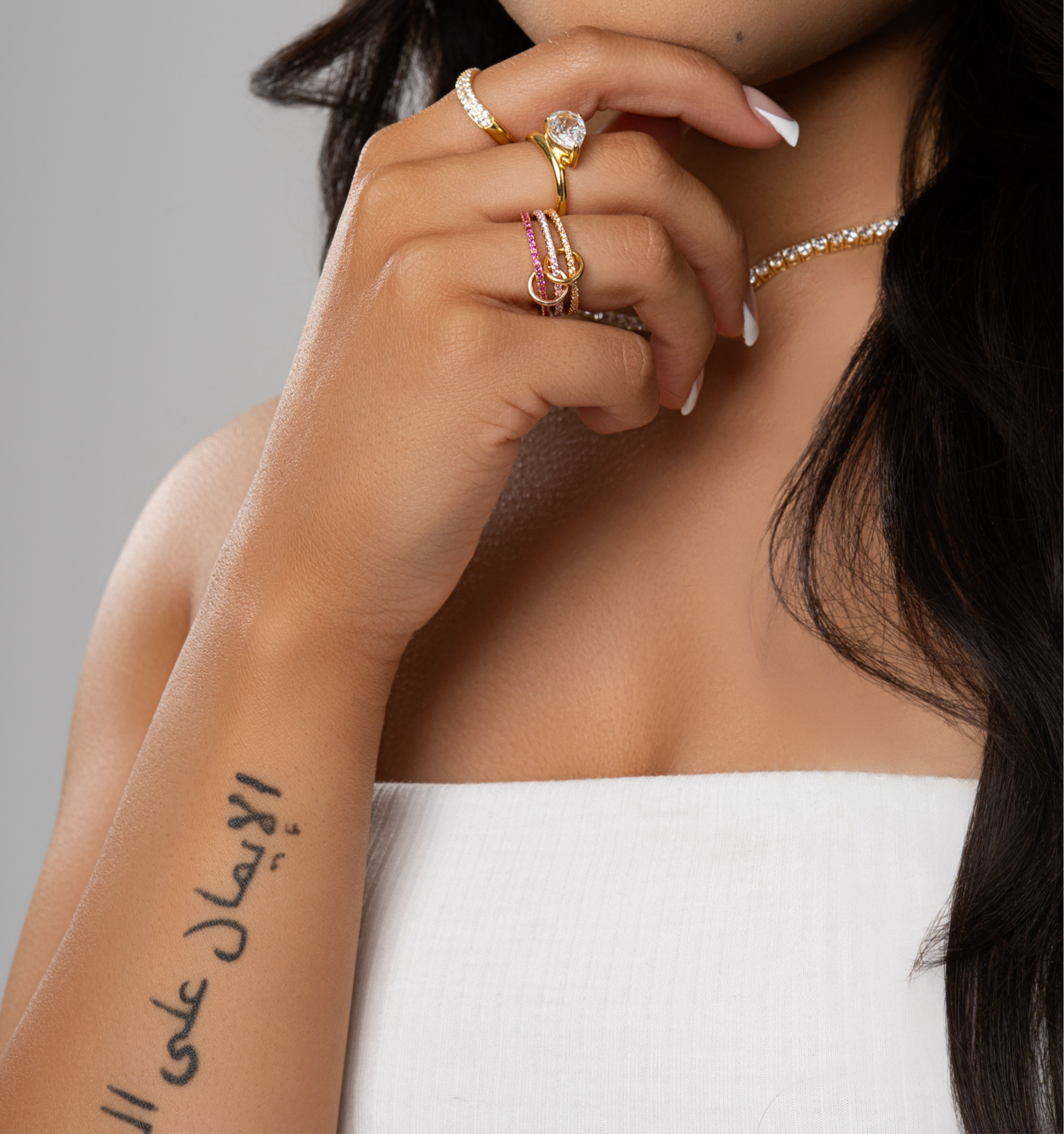 “Linked in Love” 3 Iinked stacked Rings
