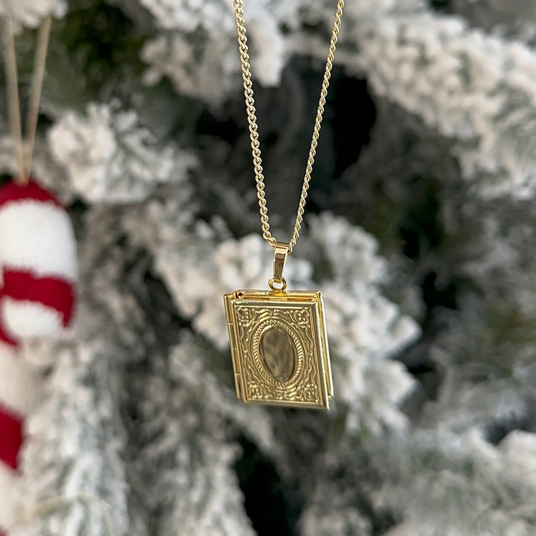 Photo locket book necklace