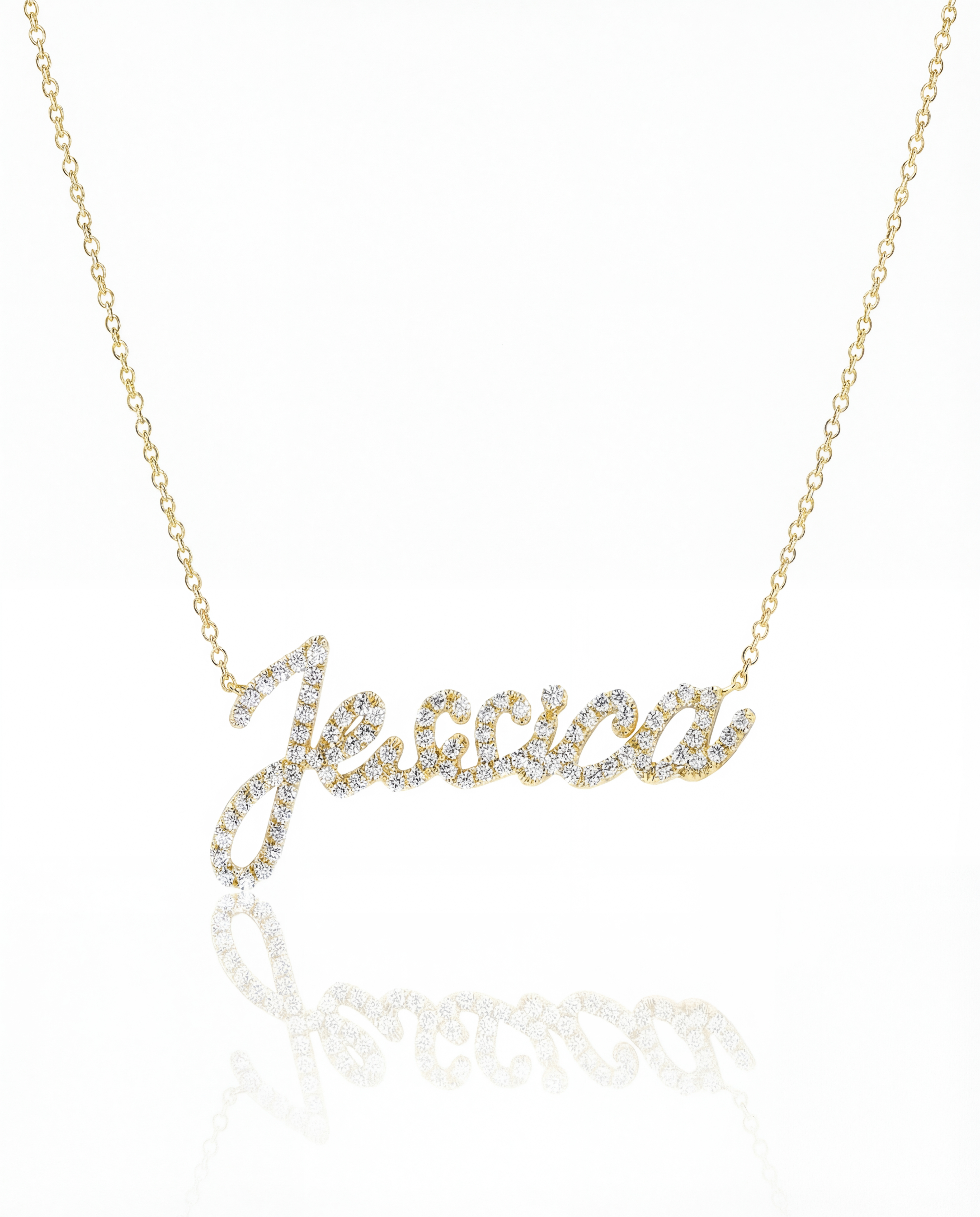 925 Sterling Silver Custom Script Name Necklace with Moissanite