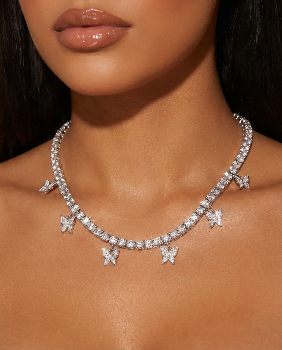 Luxe butterfly tennis choker