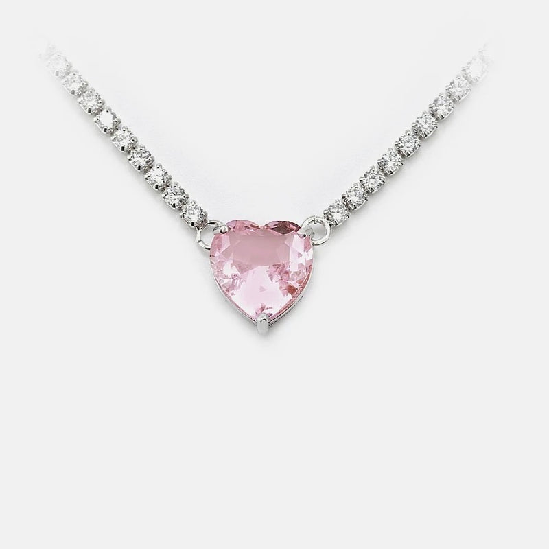 Diamond heart tennis necklace