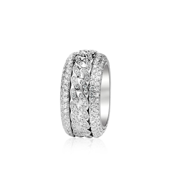 Unisex Icy chain spinner ring