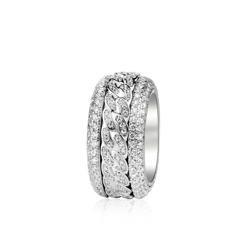 Unisex Icy chain spinner ring