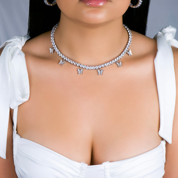 Luxe butterfly tennis choker