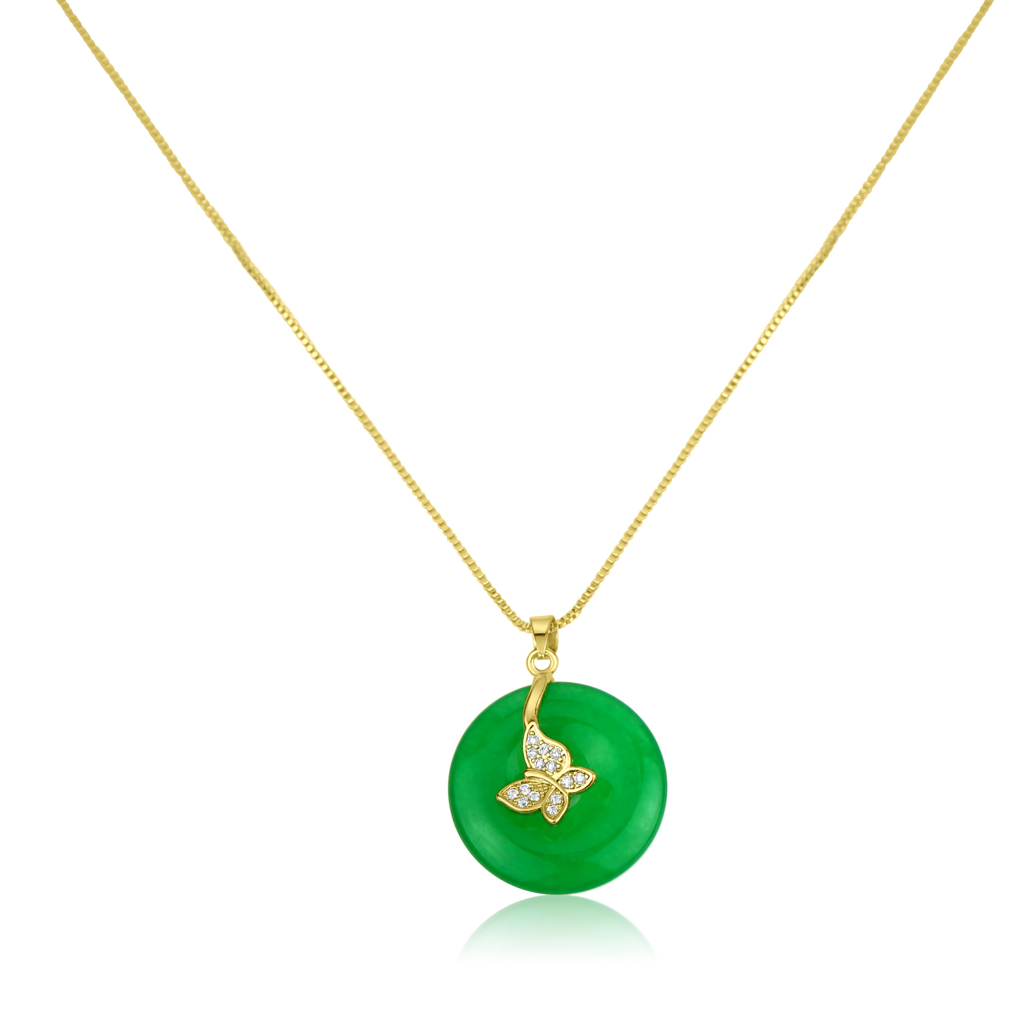 Pink butterfly jade necklace
