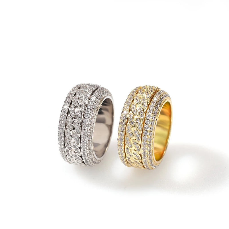 Unisex Icy chain spinner ring