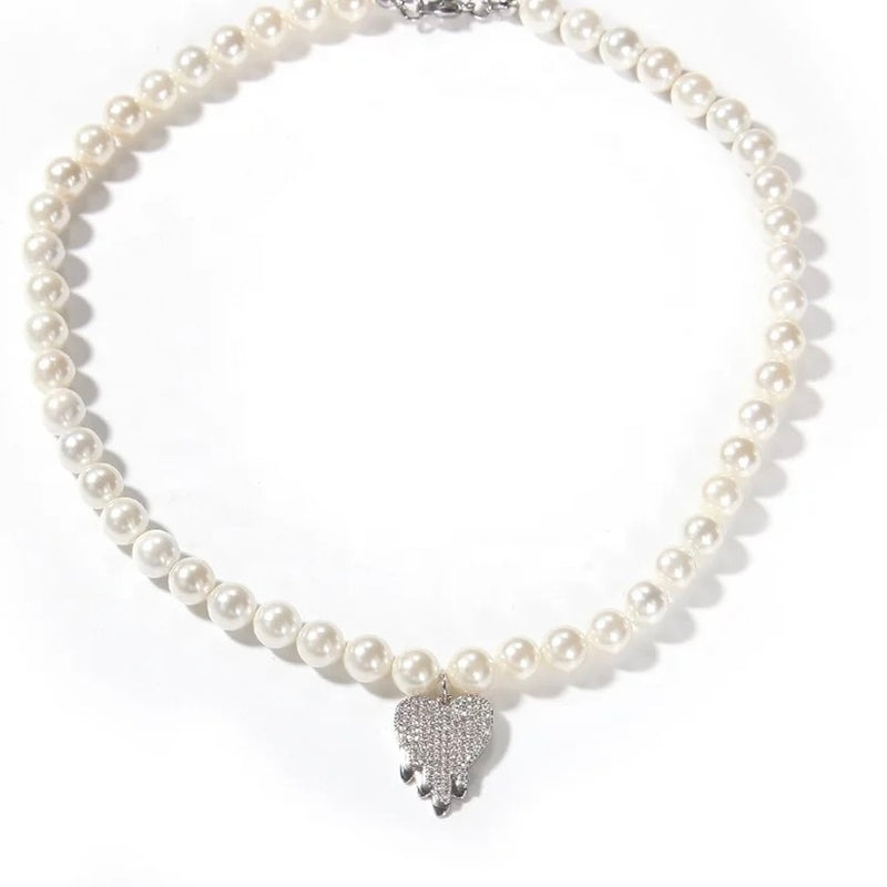 Pretty Heart Real Pearl Necklace Set