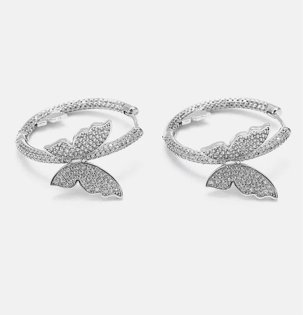Iced Butterfly hoops