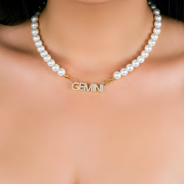Pearl zodiac necklace