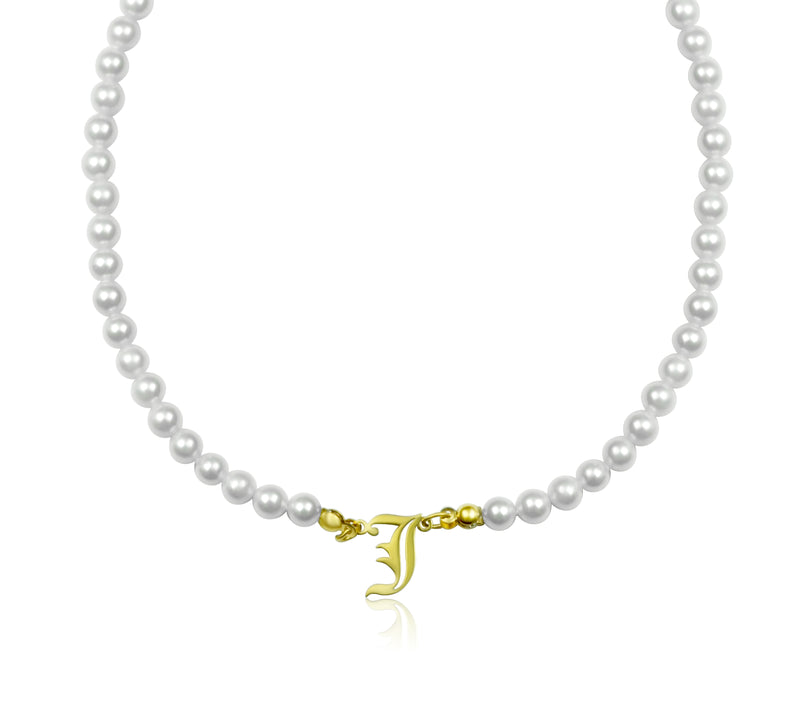 Pearl initial Necklace