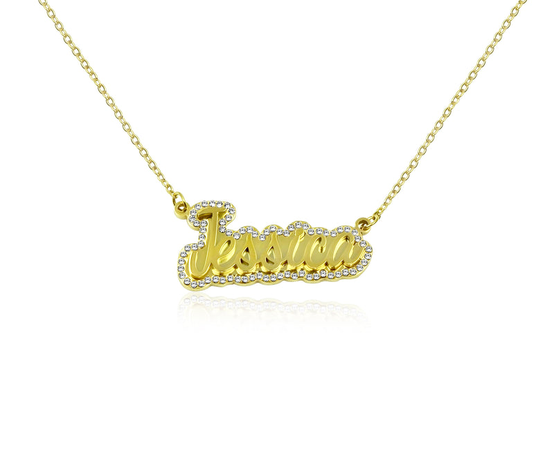 Custom Bling name plate necklace
