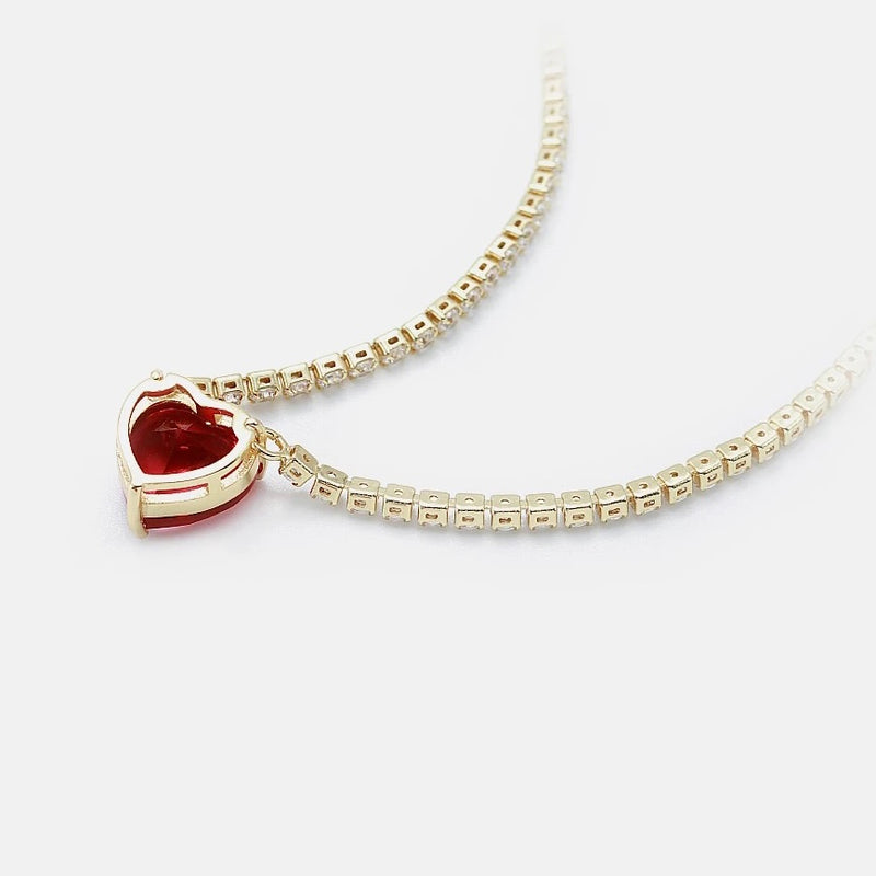 Diamond heart tennis necklace