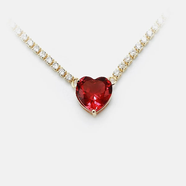 Diamond heart tennis necklace
