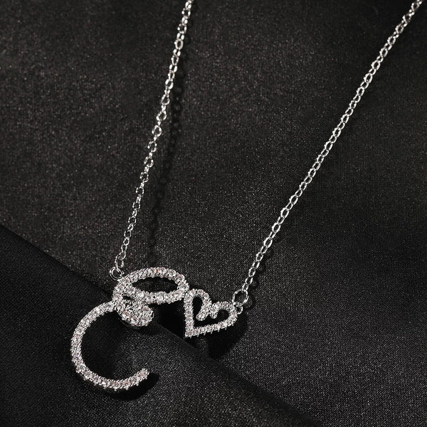 Custom Dainty heart initial Necklace